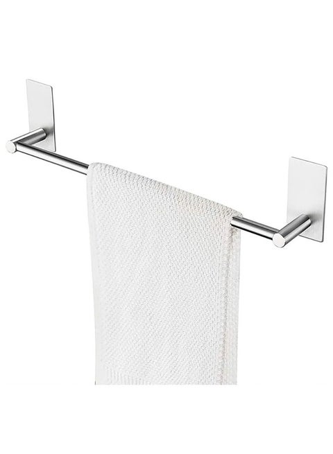 Self Adhesive Bathroom Towel Bar 40cm Stainless Steel Bath Wall Shelf Rack Hanging Towel Stick On Sticky Hanger, No Drilling Towel Rack Silver
