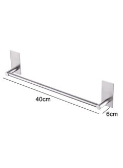 HAWAWA Self Adhesive Bathroom Towel Bar 40cm Stainless Steel Bath Wall Shelf Rack Hanging Towel Stick On Sticky Hanger, No Drilling Towel Rack Silver  - Image 2