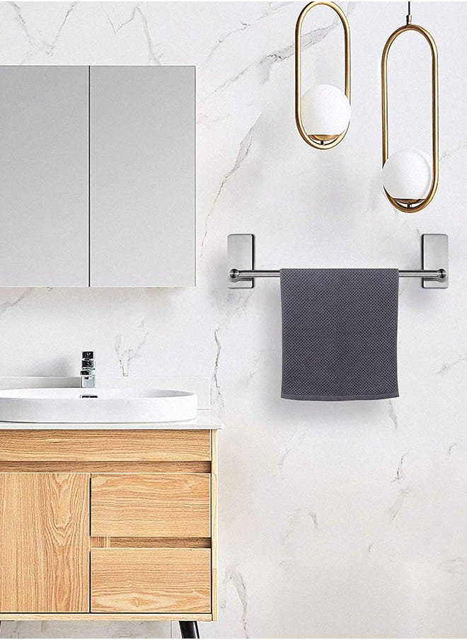 HAWAWA - Self Adhesive Bathroom Towel Bar 40cm Stainless Steel Bath Wall Shelf Rack Hanging Towel Stick On Sticky Hanger, No Drilling Towel Rack Silver - Image 1