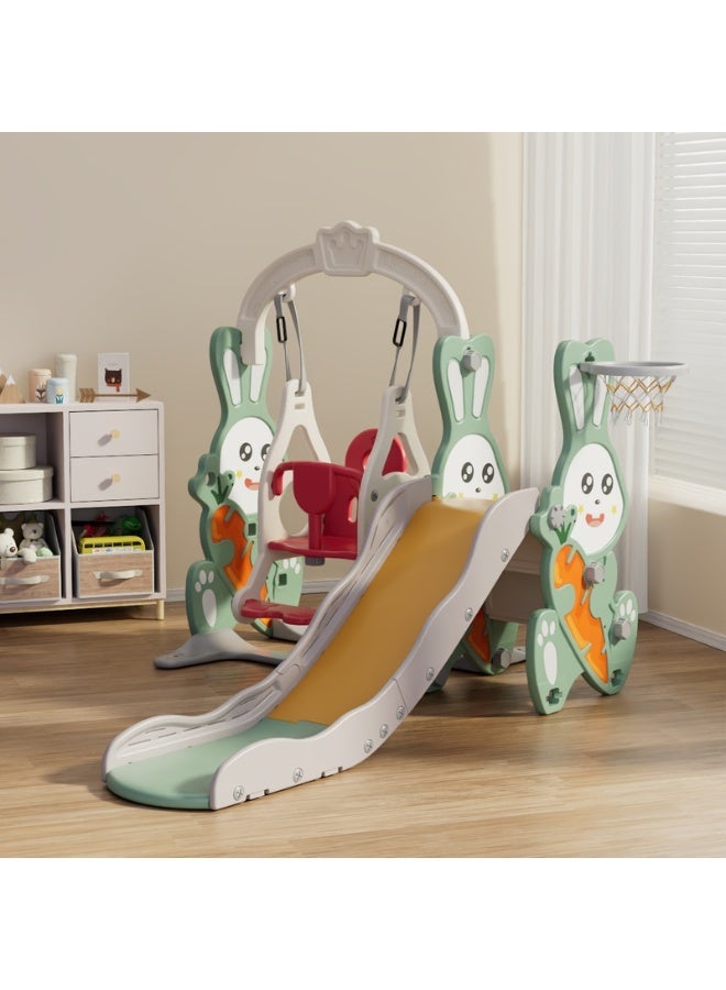 FULL JOY 3 in 1 Kids Slide and Swing Set with Basketball Hoop, Toddler Indoor and Outdoor Playground Set, Kids Climbing Play Set - Image 2