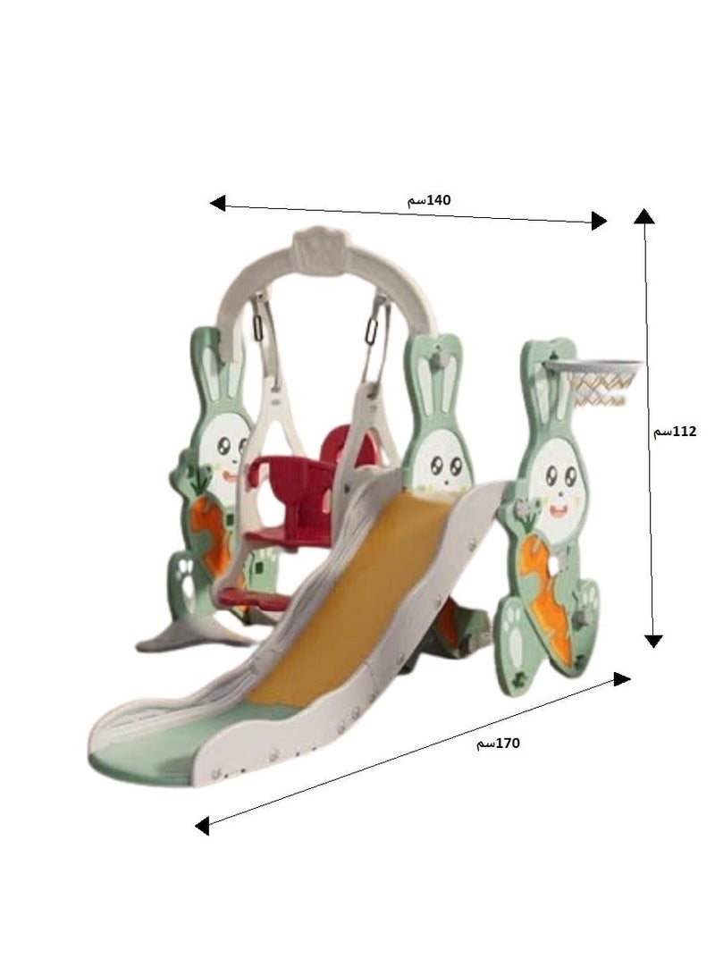 FULL JOY 3 in 1 Kids Slide and Swing Set with Basketball Hoop, Toddler Indoor and Outdoor Playground Set, Kids Climbing Play Set - Image 3