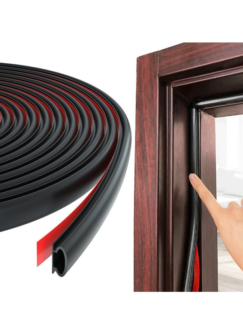 Dominy Weather Stripping Door Seal Strip, 19.7Ft Black D Shape Door Rubber Weather Seal Strip, Self-Adhesive Rubber Door Insulation Weather Strip, Sound Proof Door Strips for Door Frame Window  - Image 1