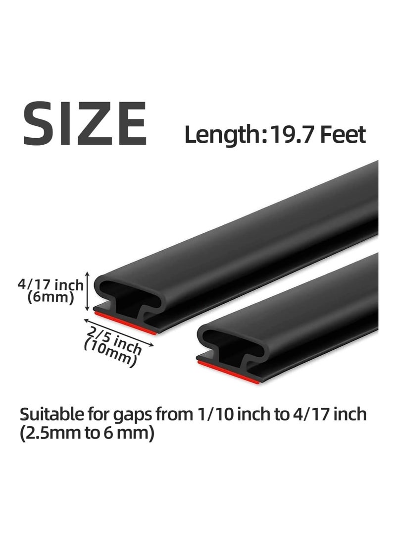 Dominy Weather Stripping Door Seal Strip, 19.7Ft Black D Shape Door Rubber Weather Seal Strip, Self-Adhesive Rubber Door Insulation Weather Strip, Sound Proof Door Strips for Door Frame Window  - Image 5