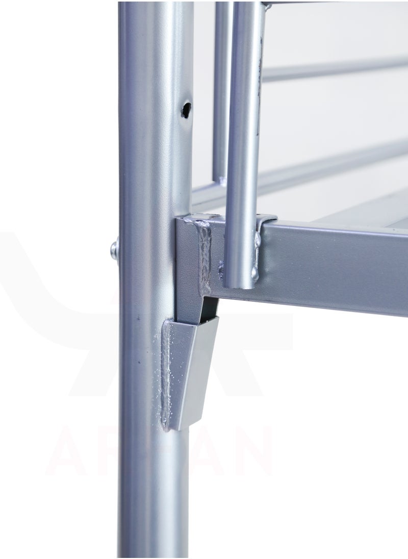 AFT - Heavy-Duty Metal Bunk Bed for Home and Labor Camps – Sturdy Steel Frame with Safety Guardrails, Ladder, and Space-Saving Design in Sleek Silver Finish 36 kg (Arfan) - Image 1