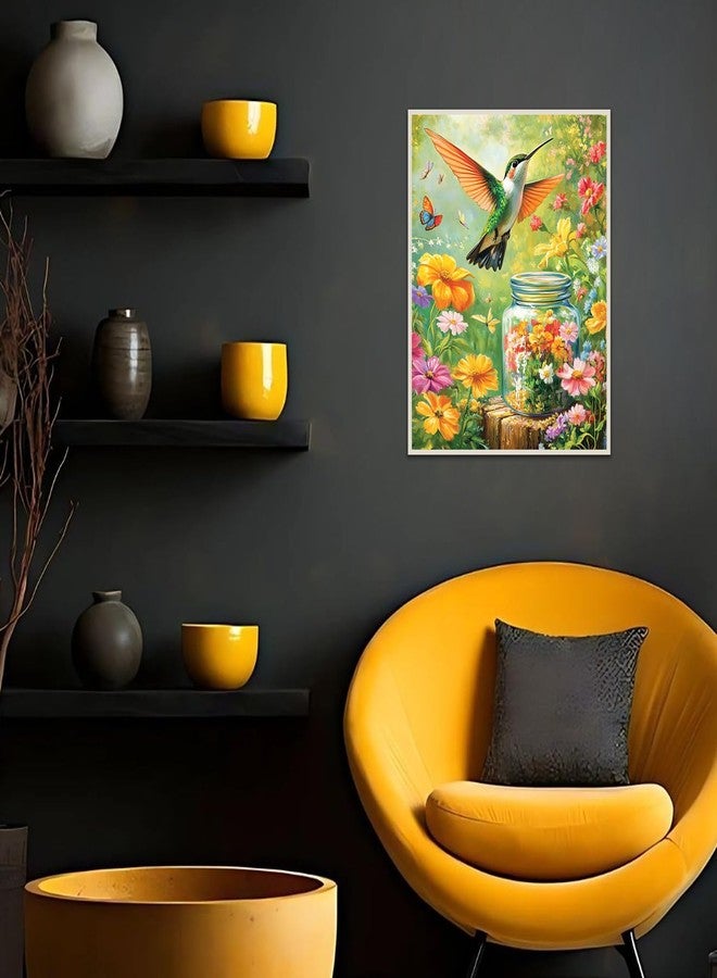 مجموعة الرسم بالأرقام للكبار المبتدئين، طائر الطنان، مجموعات الرسم الذاتي للكبار، أزهار، مجموعات الرسم بالأرقام سهلة للكبار على قماش، تلوين بالأرقام كهدية، ديكور حائط منزلي، 16 × 20 بوصة - Image 3