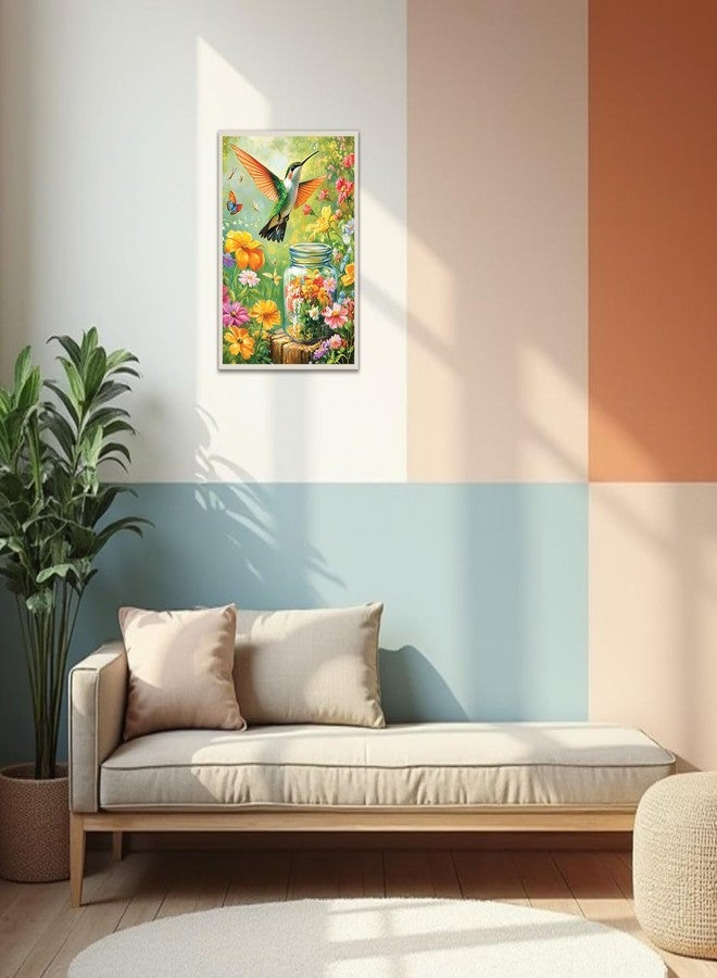 مجموعة الرسم بالأرقام للكبار المبتدئين، طائر الطنان، مجموعات الرسم الذاتي للكبار، أزهار، مجموعات الرسم بالأرقام سهلة للكبار على قماش، تلوين بالأرقام كهدية، ديكور حائط منزلي، 16 × 20 بوصة - Image 5