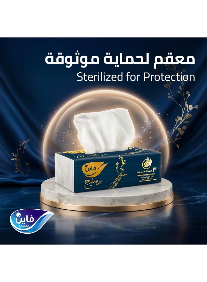 Fine Prestige Sterilized Facial Tissues – 3 Ply – 10 Packs × 330 Sheets – Velvety Softness - Image 2