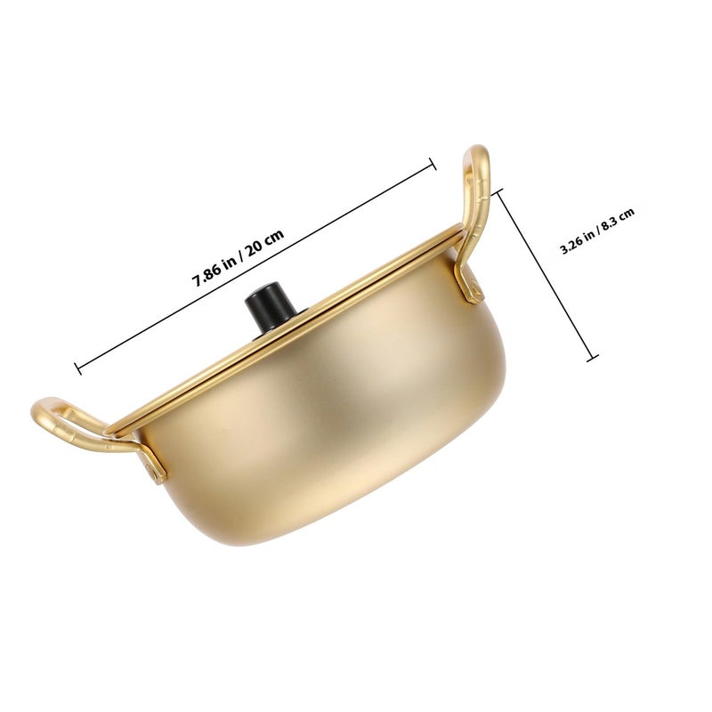 Yellow Aluminum 20cm Ramen Pot With Lid Double Handles Fast Heating Saucepan - Image 3