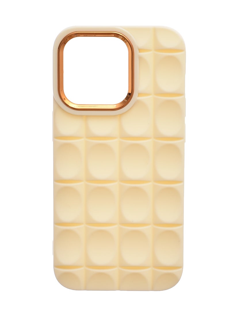 Silicone Back Phone Protection Cover With Ribbed Design And Safety Edges For Iphone 14 Pro - Beige Gold  - Image 1