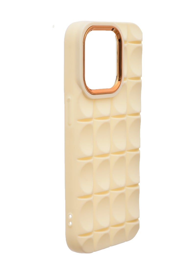 Silicone Back Phone Protection Cover With Ribbed Design And Safety Edges For Iphone 14 Pro - Beige Gold  - Image 2