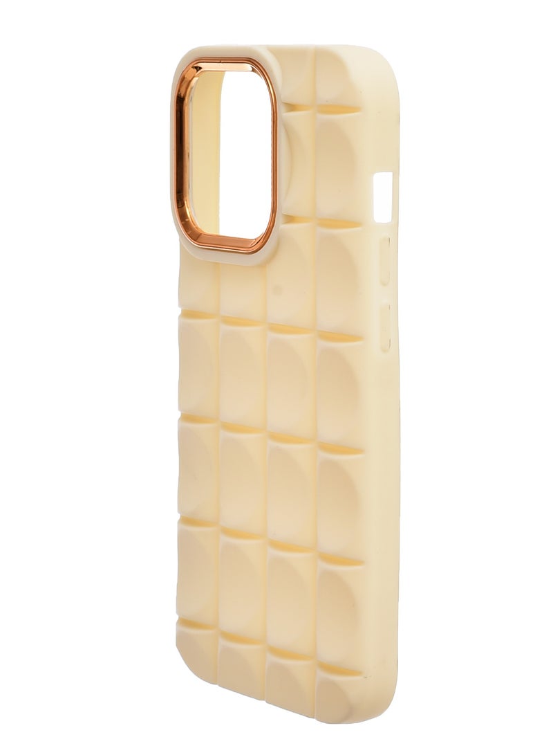 Silicone Back Phone Protection Cover With Ribbed Design And Safety Edges For Iphone 14 Pro - Beige Gold  - Image 3