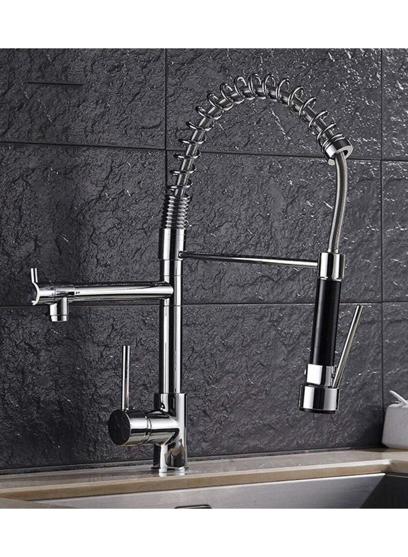 Yalin High Pressure Design Extendable Kitchen Mixer Sink Faucet With Pull-out Shower Head 360 ° Swivel Multi-function 2-lever Mixer Tap Kitchen Sink Faucet Spring Pumping Faucet  - Image 4