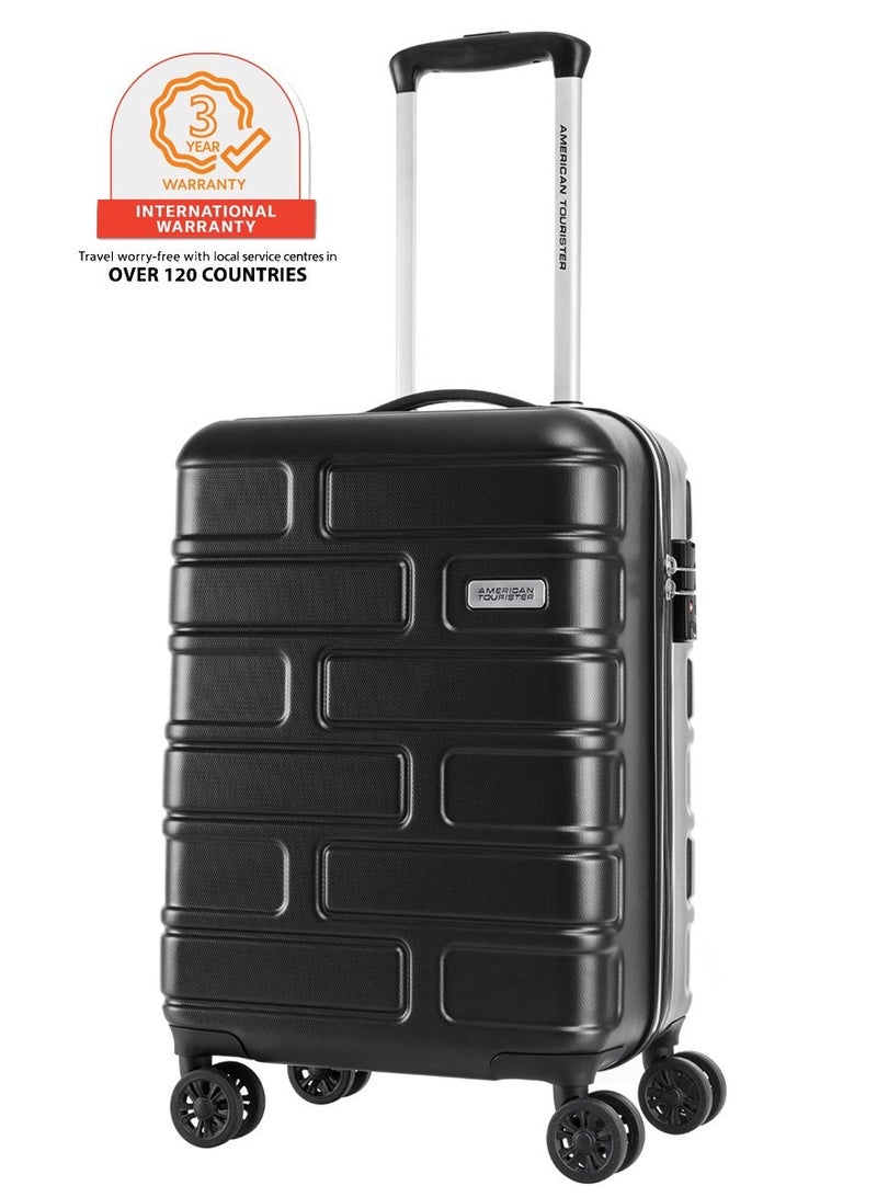 AMERICAN TOURISTER Bricklane Suitcase, Cabin Size 55 cm / 20 inch, 4 Spinner Wheels, Hard Top, ABS, Jet Black|Lightweight|Scratch & Impact Resistance|TSA Lock|Inner Mesh Zippered Pocket - 3 Years International Warranty - Image 1