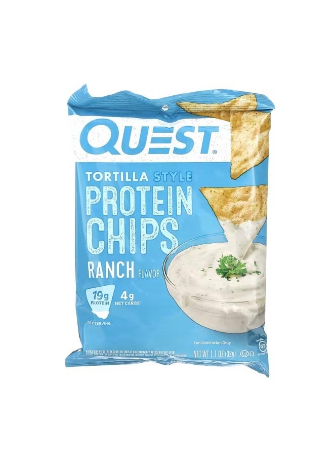 QUEST NUTRITION Tortilla Style Protein Chips Ranch 8 Bags 1.1 oz 32 g Each  - Image 1