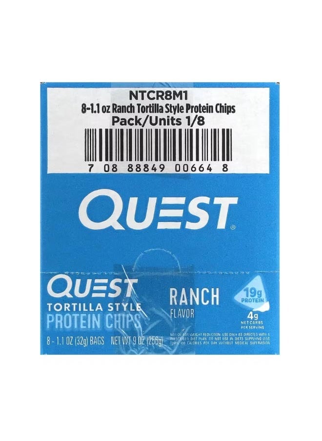 QUEST NUTRITION Tortilla Style Protein Chips Ranch 8 Bags 1.1 oz 32 g Each  - Image 2