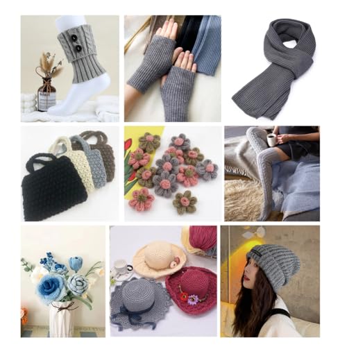 VANTOBEST 4 Rolls Cotton Blend Milk Yarn Fabric Wool Crochet Knitting Supplies Acrylic Crochet Yarn Soft Crochet Blend Milk Cotton Yarn Plain Knitting Wool for Handcrafts Jumpers Blankets Weaving (Grey) - Image 3