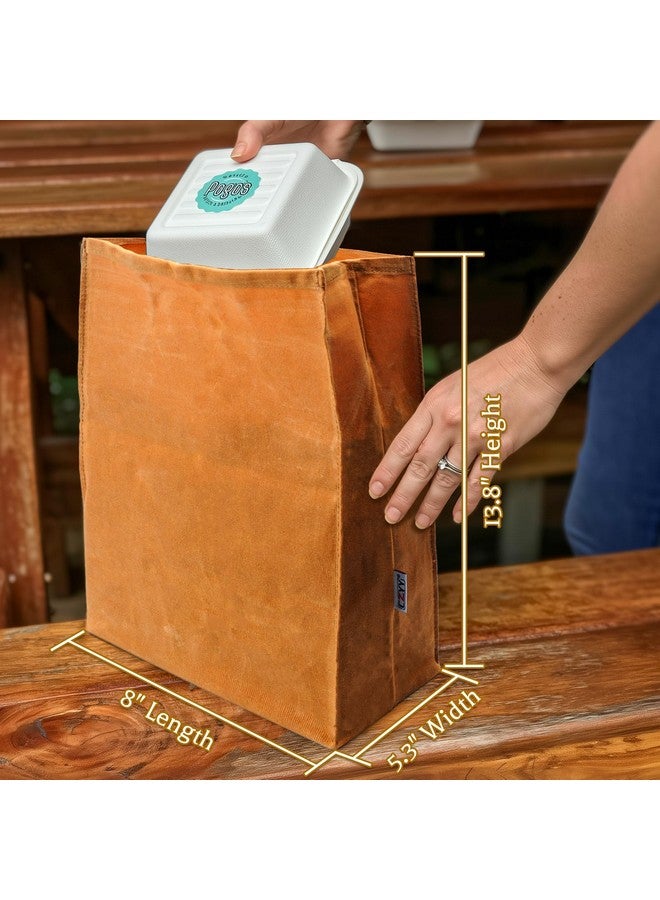 CZYY Waxed Canvas Lunch Bags Brown Paper Bag Styled - Classic Updated - Reusable and Washable, Worthbuy Lunch Box for Men & Women - Image 2