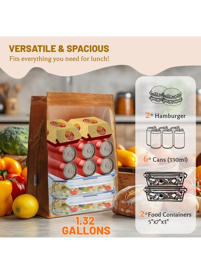 CZYY Waxed Canvas Lunch Bags Brown Paper Bag Styled - Classic Updated - Reusable and Washable, Worthbuy Lunch Box for Men & Women - Image 3