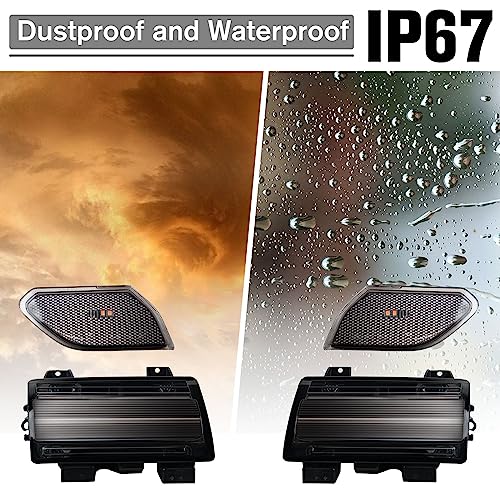 LitMiRaCle Sequential Flashing Turn Signal Lamp & Side Marker Light Set for Jeep Wrangler JL 2018-2023 & 20+ Gladiator JT OE Dula Halogen Bulbs with DRL, Smoke Lens（Not Fit JL Sport, JLU & Willys） - Image 4