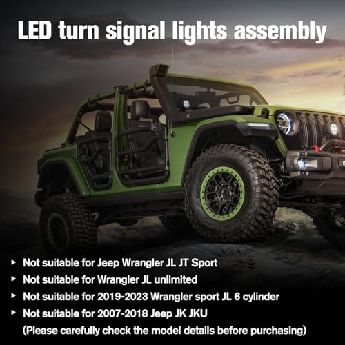 LitMiRaCle Sequential Flashing Turn Signal Lamp & Side Marker Light Set for Jeep Wrangler JL 2018-2023 & 20+ Gladiator JT OE Dula Halogen Bulbs with DRL, Smoke Lens（Not Fit JL Sport, JLU & Willys） - Image 3