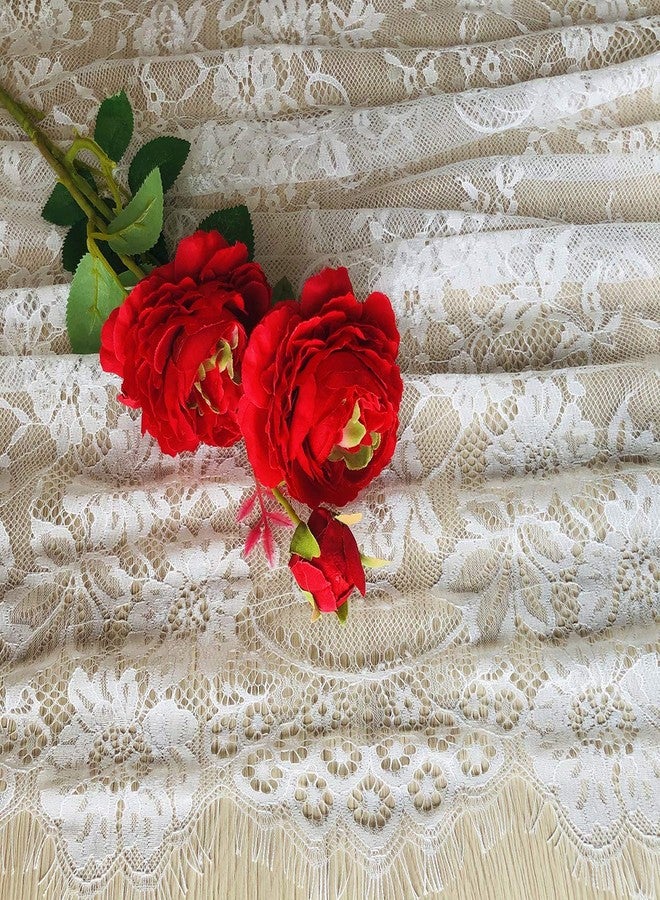 HDFSP 10pcs 120x14in White Lace Table Runner, Vintage Boho Table Runner with Floral for Chair Sash, Wedding Rustic Table Runner for Boho Reception Table Decor, Candlelight Dinners, Bridal Shower - Image 4