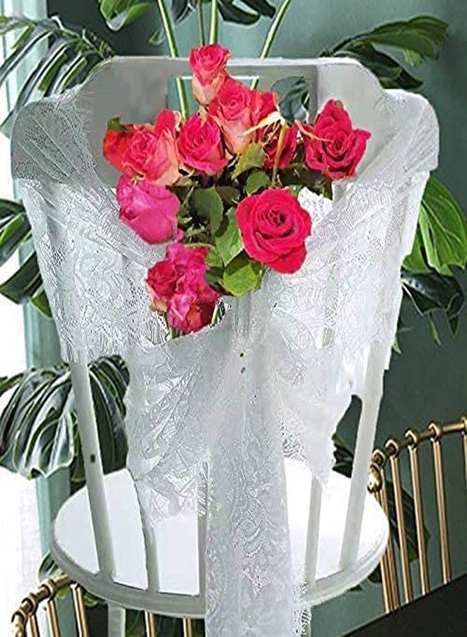 HDFSP 10pcs 120x14in White Lace Table Runner, Vintage Boho Table Runner with Floral for Chair Sash, Wedding Rustic Table Runner for Boho Reception Table Decor, Candlelight Dinners, Bridal Shower - Image 5