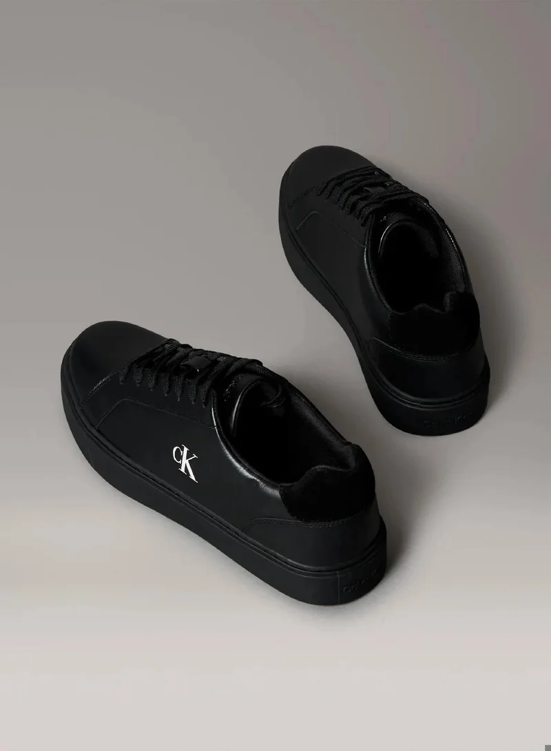 Calvin Klein Jeans Triple Black Smooth Leather Flexible Sole Trainers for Men | Best Price UAE