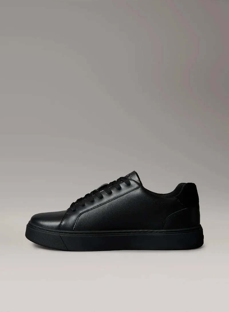 Calvin Klein Jeans Triple Black Smooth Leather Flexible Sole Trainers for Men | Best Price UAE