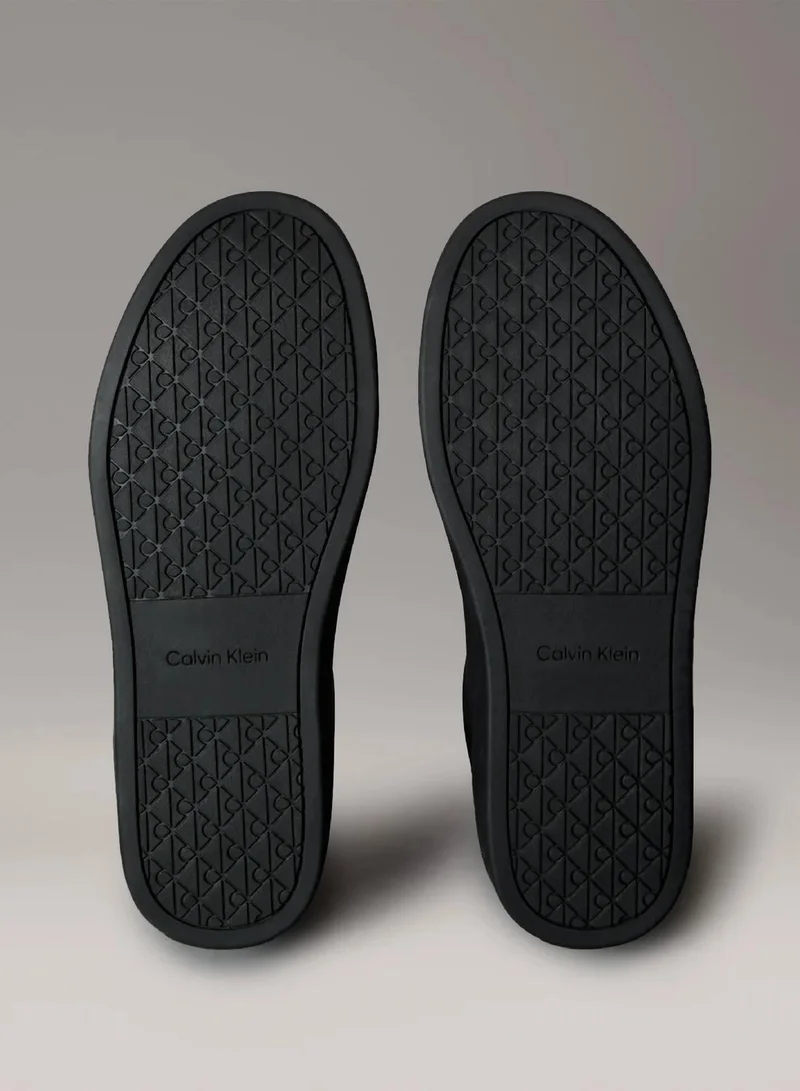 Calvin Klein Jeans Triple Black Smooth Leather Flexible Sole Trainers for Men | Best Price UAE