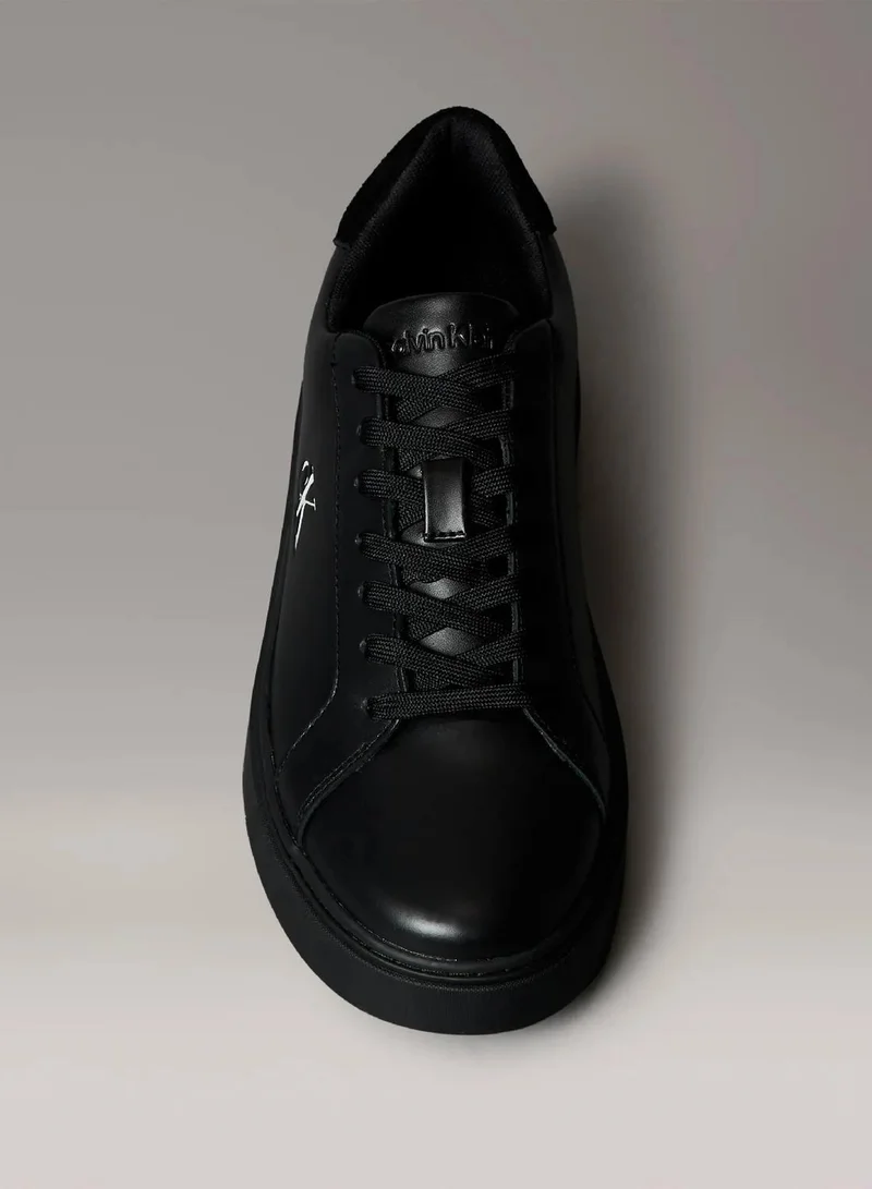 Calvin Klein Jeans Triple Black Smooth Leather Flexible Sole Trainers for Men | Best Price UAE