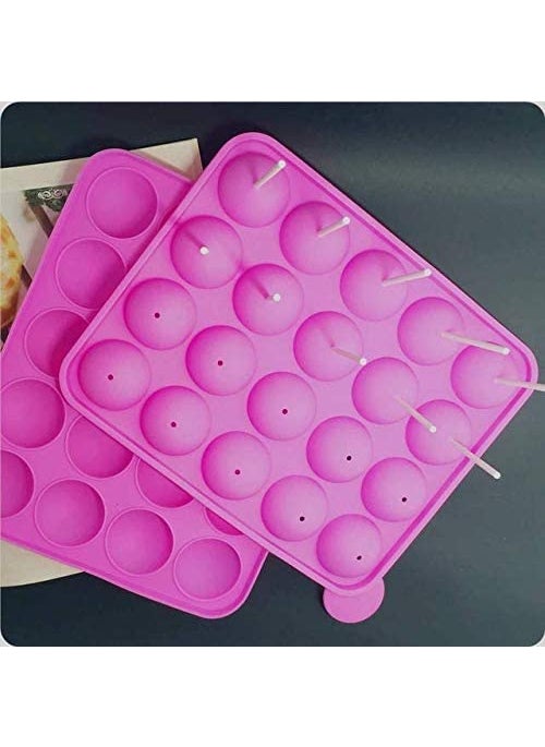 BAKING SET Baking Set Silicone Cake Mould 20 Cavity Half Circle Mould Party Cupcake Baking Mould Cake Pop Stick Mould Best Pies with Stick  - Image 1