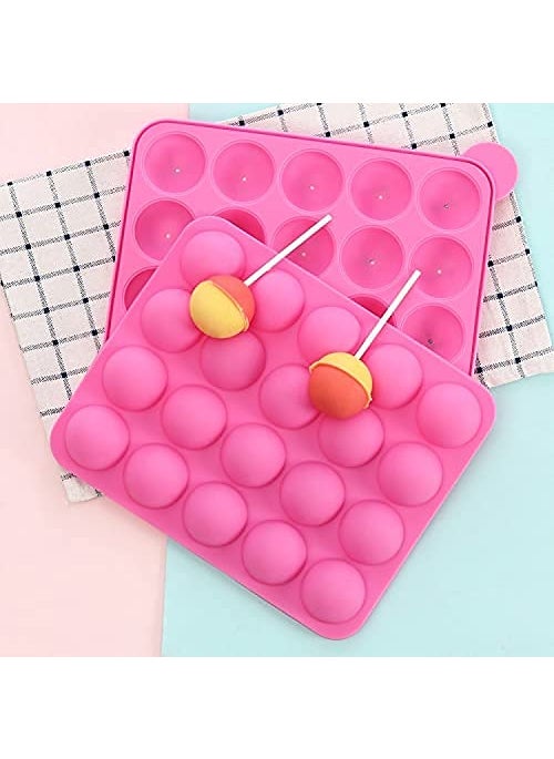 BAKING SET Baking Set Silicone Cake Mould 20 Cavity Half Circle Mould Party Cupcake Baking Mould Cake Pop Stick Mould Best Pies with Stick  - Image 4