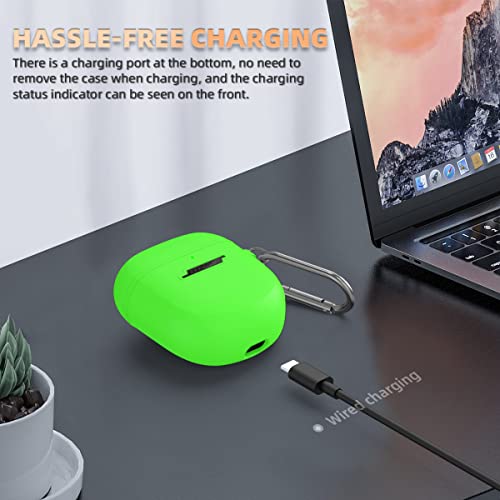 WOFRO Case for Bose QuietComfort Earbuds II(2022)& New Bose QuietComfort Ultra Case (2023), WOFRO Silicone Protective Skin Cover for New Bose QuietComfort Earbuds 2 Accessories with Carabiner (Glow Green) - Image 5