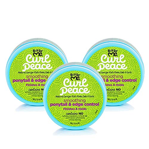 Just For Me Curl Peace Smoothing Ponytail Edge Control 3 Pack Finishes Holds Contains Flaxseed Avocado Oil Black Castor Oil 5 oz