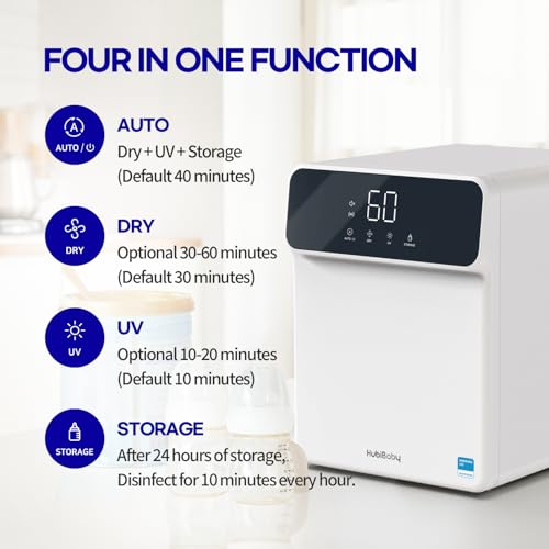 Hubdic HubiBaby 4-in-1 UVC Cleaner and Dryer for Baby Bottles XL Large Inner Capacity Multifunctional Smart Control with Bluetooth APP - Image 2