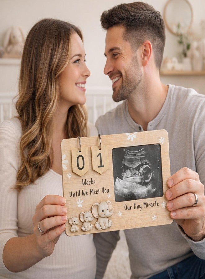 Sensemory Sonogram Picture Frame, Ultrasound Picture Frames with Baby Countdown Weeks, Best Pregnancy Gifts for Expecting Mom, First Mothers Day Gifts for New Mom, New Parents, Moms Dad To Be (Wood) - Image 3