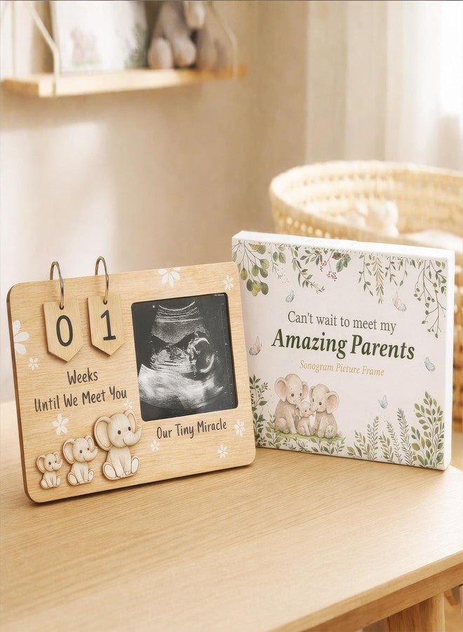 Sensemory Sonogram Picture Frame, Ultrasound Picture Frames with Baby Countdown Weeks, Best Pregnancy Gifts for Expecting Mom, First Mothers Day Gifts for New Mom, New Parents, Moms Dad To Be (Wood) - Image 2