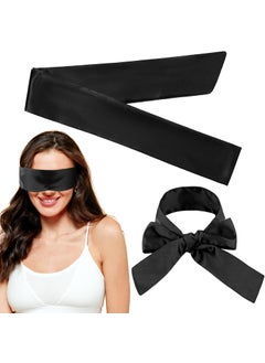 WLLHYF WLLHYF Satin Eye Mask Sleep Mask, 150cm/59inch Adjustable Silk Like Blindfold Soft Comfortable Eye Covers Night Blackout Sleep Cooling Eye Shield Mask for Adult Travel Nap Meditation (Black) 