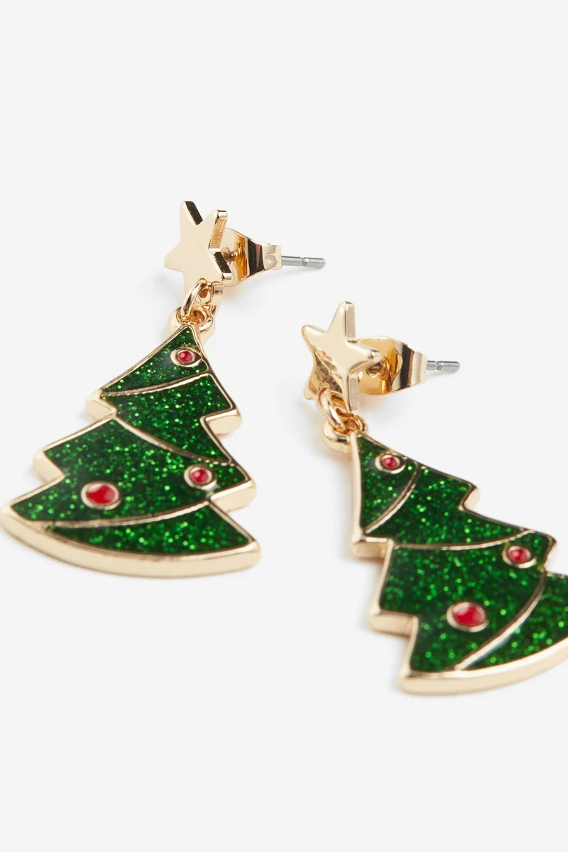 H&M Glittery Christmas tree earrings
