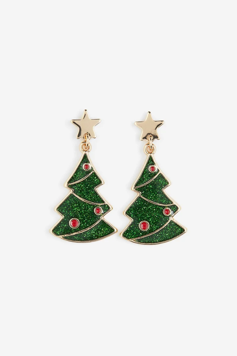 H&M Glittery Christmas tree earrings