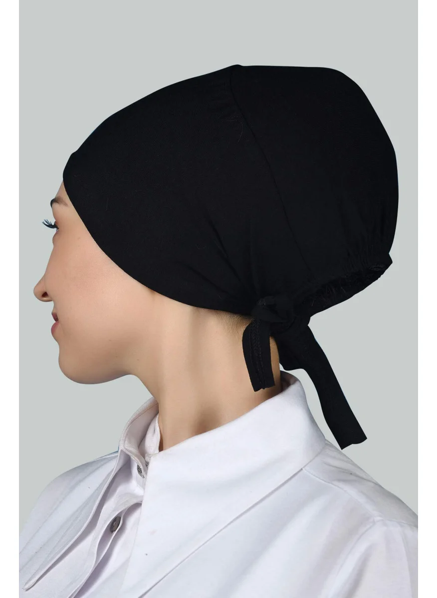 التوبة Women's Seamless Lace-Up Non-Slip Hijab Combed Bonnet - Black