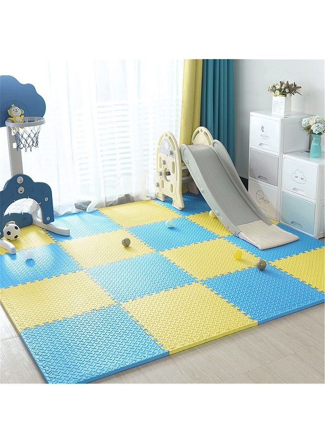 SIGNATRON Puzzle Flooring ; Kids Interlocking Play Mat ; Baby Play Mat ; Play Mats For Kids ; 12 Mm Thick (Blue Yellow 32Sqft) - Image 3