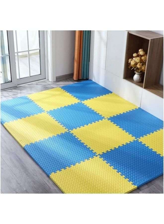 SIGNATRON Puzzle Flooring ; Kids Interlocking Play Mat ; Baby Play Mat ; Play Mats For Kids ; 12 Mm Thick (Blue Yellow 32Sqft) - Image 1
