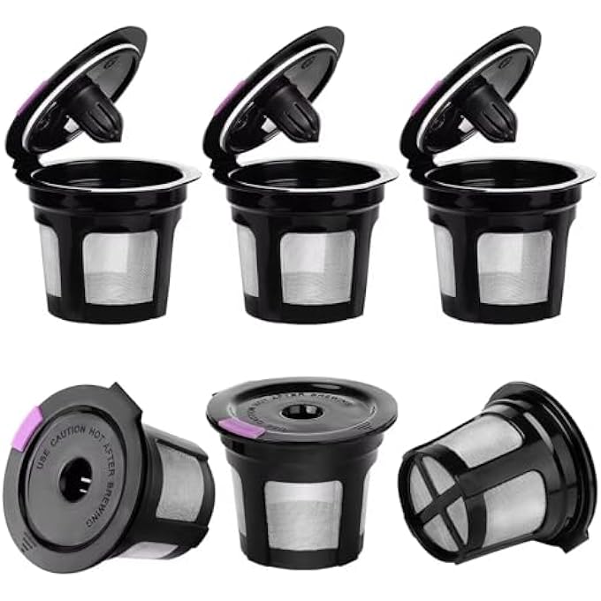 SWIUKPHE Reusable K Cups 6 Pack K Cup Reusable Coffee Pods With Bpa Free Plastic Refillable K Cup Coffe Pods With 304 Mess - Image 1