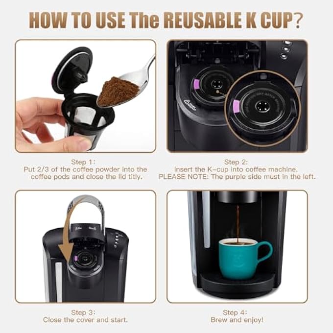 SWIUKPHE Reusable K Cups 6 Pack K Cup Reusable Coffee Pods With Bpa Free Plastic Refillable K Cup Coffe Pods With 304 Mess - Image 2