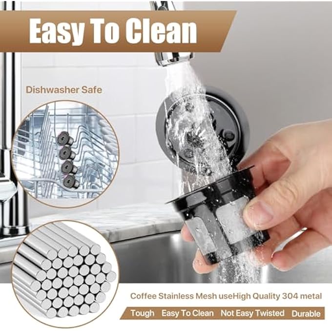 SWIUKPHE Reusable K Cups 6 Pack K Cup Reusable Coffee Pods With Bpa Free Plastic Refillable K Cup Coffe Pods With 304 Mess - Image 4