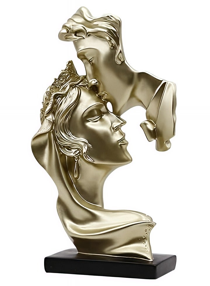 ALMiHomi Gold Couple Decorative Statue, Romantic Couple Sculpture for Home & Office Decor, Elegant Gift for Couples - Image 1