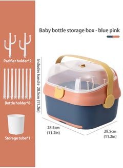 LOOPITYS Baby Bottle Storage Box,Baby Bottle Drying Rack,Storage Box With Swivel Vent And Dust Cover,Detachable Holder, Space Saving, Portable Design, Dust Proof, Safe Material (blue), Baby Bottle Storage  - Image 2