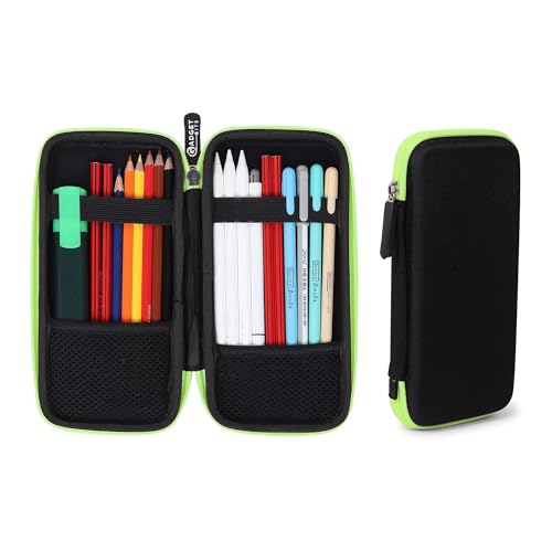 GadgetBite EVA Pencil Case Pen Pouch Holder Bag Stationery Box Large Storage EVA Hard Shell for School Supplies Office Stuff (Medium)-Green - Image 1