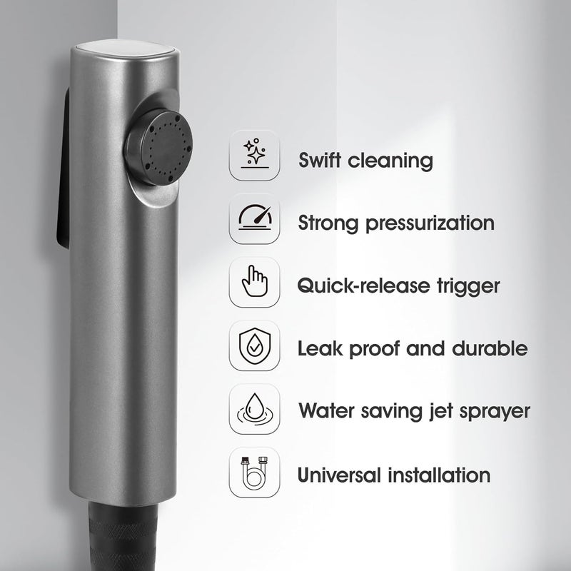 CIPLA PLAST CIPLA PLAST ABS Plastic Strong and Durable White Handheld Shower Heads Health Faucet for Bathroom Health Faucet Spray for Toilet with Hose and Holder Easy Grip GREY - Image 3
